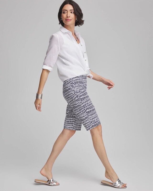 Brigitte Glyph Print Slim Shorts - image 2